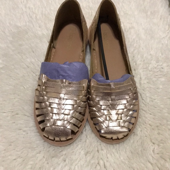 Boohoo metallic leather woven ballets flats NWT - Picture 3 of 5